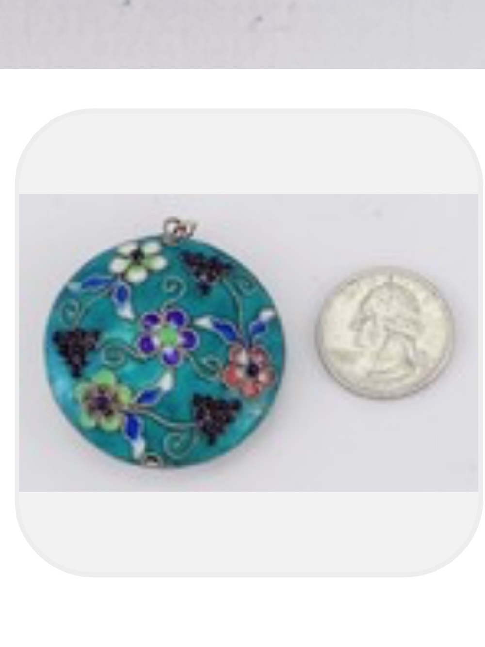 VTG Cloisonné Pendant Enamel on Silver Colorful Floral Design, Raised Beads - Picture 5 of 5